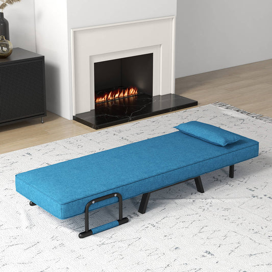 Convertible Sofa Bed 4-in-1 with 6-Position Adjustable Backrest-Blue
