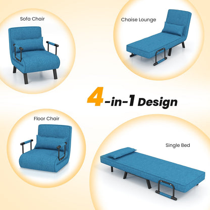 Convertible Sofa Bed 4-in-1 with 6-Position Adjustable Backrest-Blue