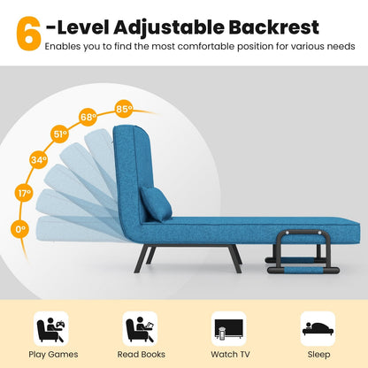 Convertible Sofa Bed 4-in-1 with 6-Position Adjustable Backrest-Blue