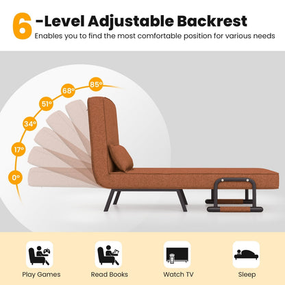 Convertible Sofa Bed 4-in-1 with 6-Position Adjustable Backrest-Coffee