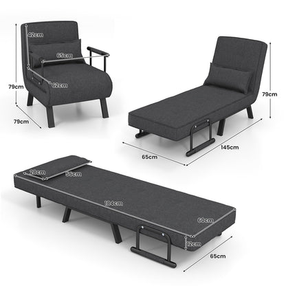 Convertible Sofa Bed 4-in-1 with 6-Position Adjustable Backrest-Dark Grey