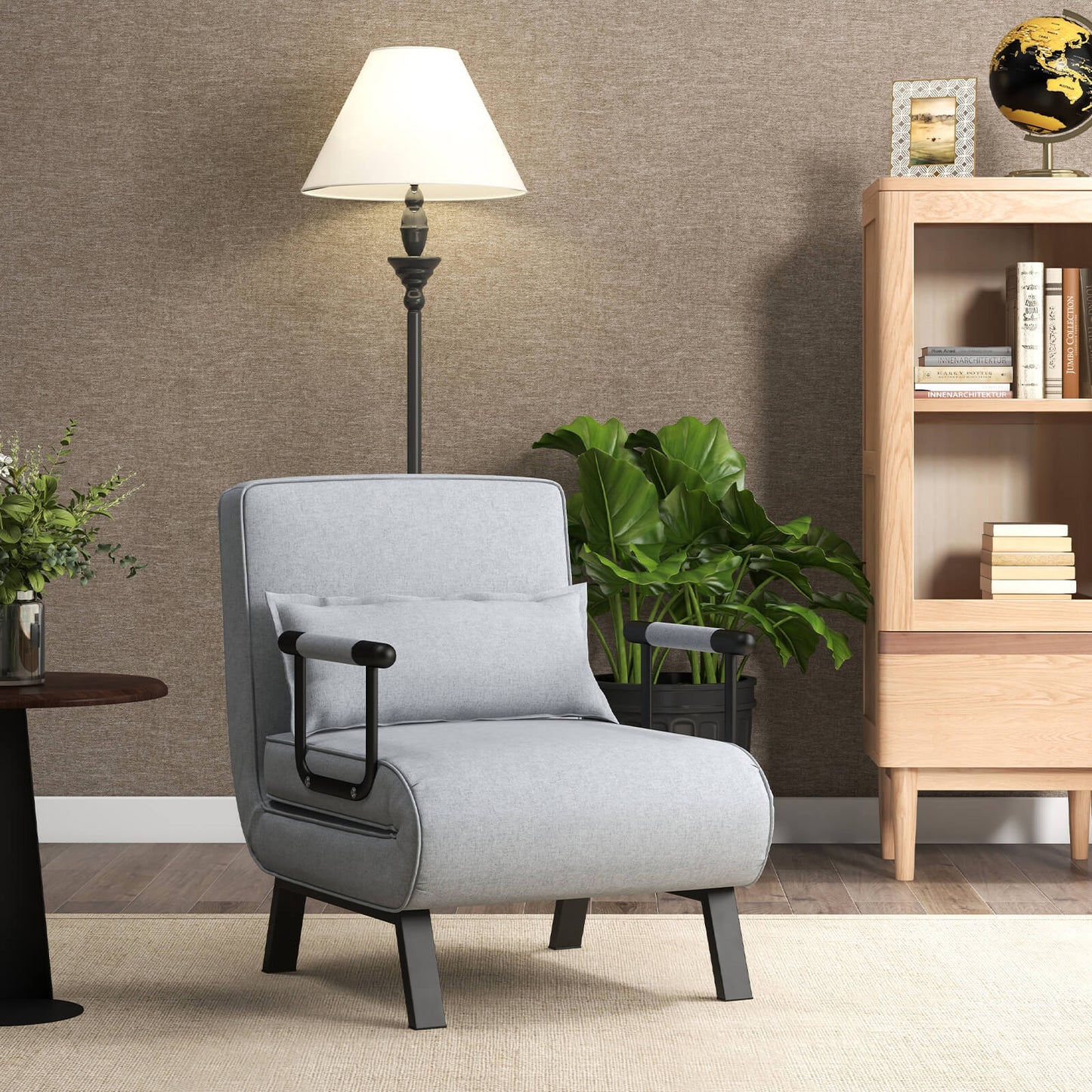 Convertible Sofa Bed 4-in-1 with 6-Position Adjustable Backrest-Light Grey