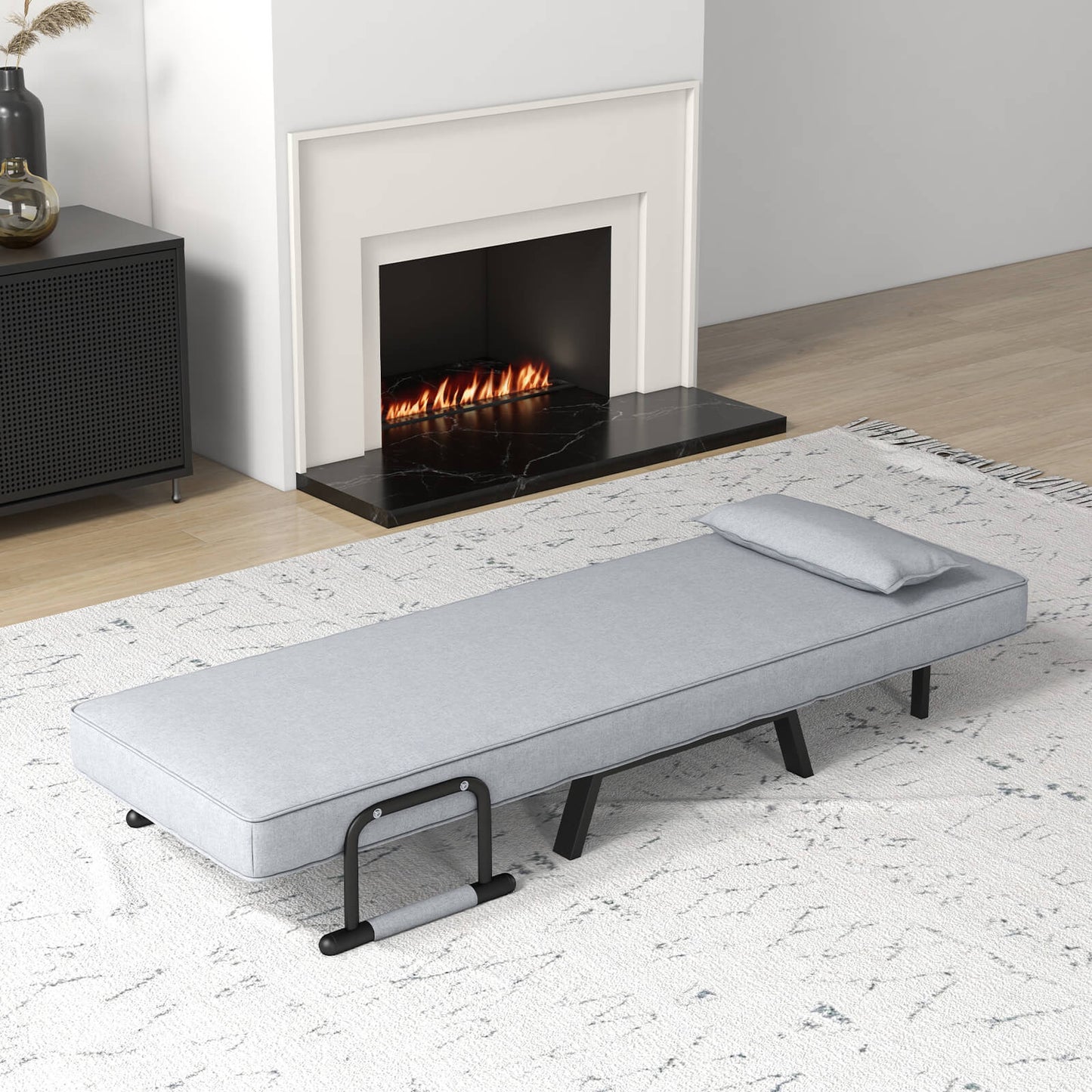 Convertible Sofa Bed 4-in-1 with 6-Position Adjustable Backrest-Light Grey
