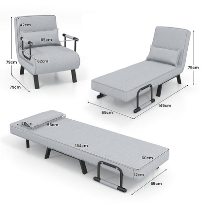 Convertible Sofa Bed 4-in-1 with 6-Position Adjustable Backrest-Light Grey