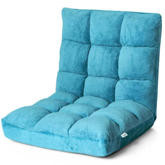 Floor chair with back support Coral velvet deck chair 105 x 56 x 15 cm Turquoise