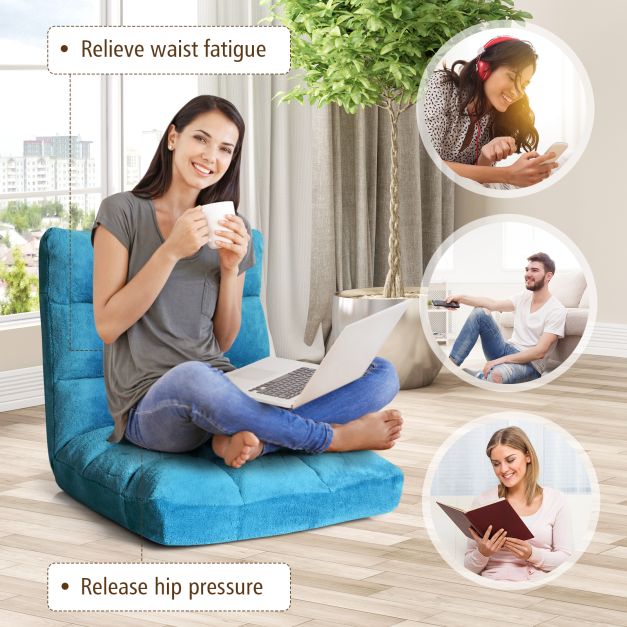 Floor chair with back support Coral velvet deck chair 105 x 56 x 15 cm Turquoise