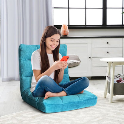 Floor chair with back support Coral velvet deck chair 105 x 56 x 15 cm Turquoise