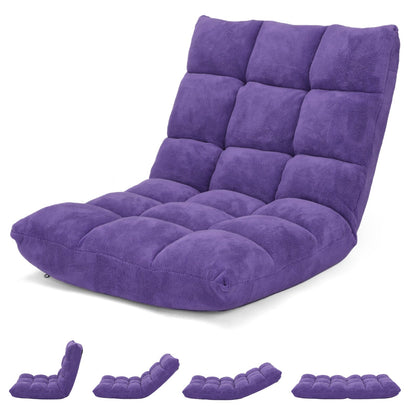 Coral Velvet Floor Gaming Chair with 14-Position Adjustable Back-Purple