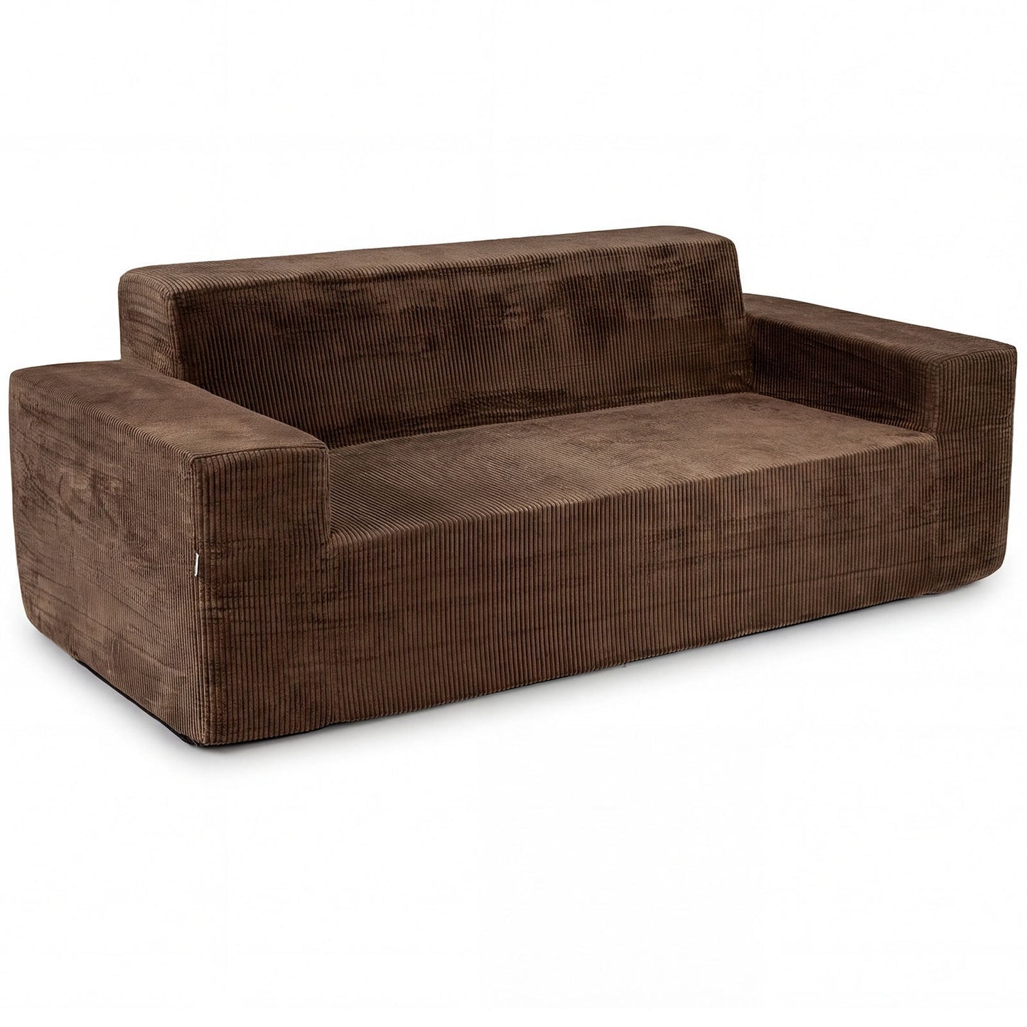Corduroy 3-Seater Sofa No Assembly Needed with High Backrest & Wide Armrest-Brown