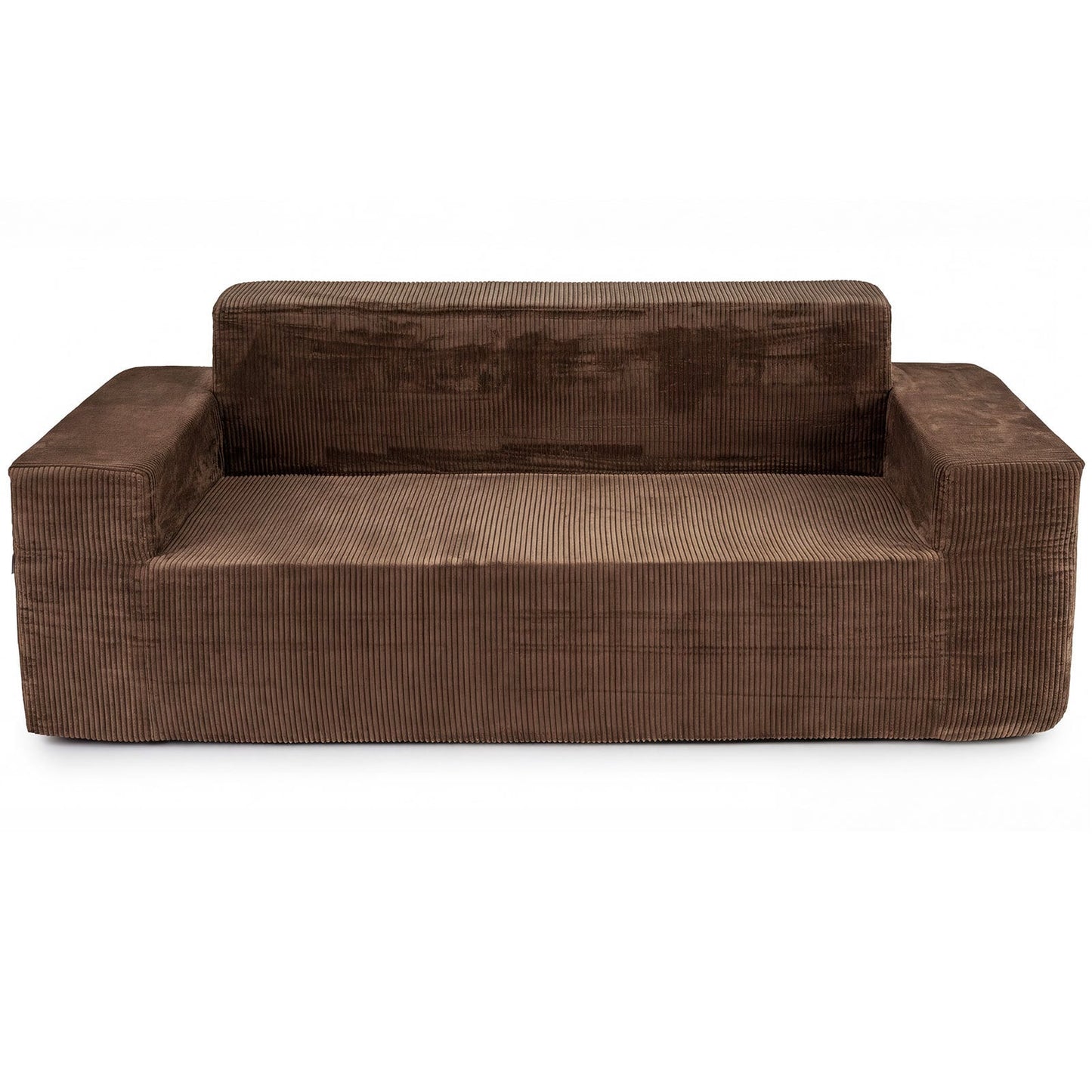 Corduroy 3-Seater Sofa No Assembly Needed with High Backrest & Wide Armrest-Brown