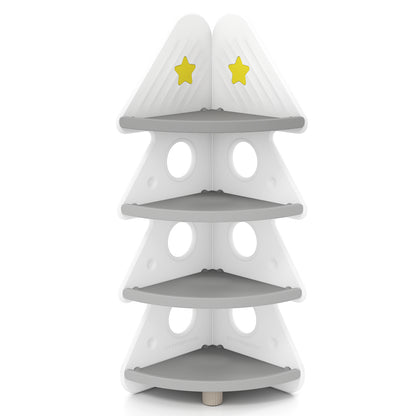4-Tier Kids Corner Bookshelf for Kids Room and Nursery Playroom-White
