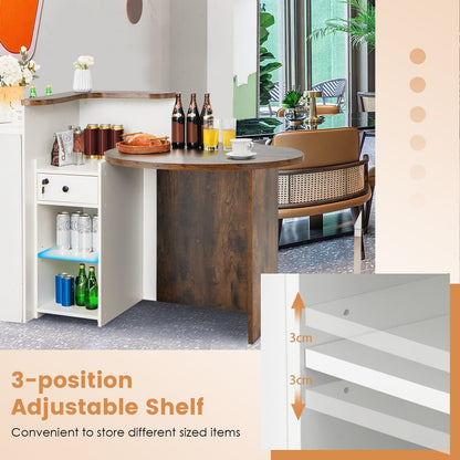 Corner Front Reception Counter Desk with Lockable Drawer-Coffee