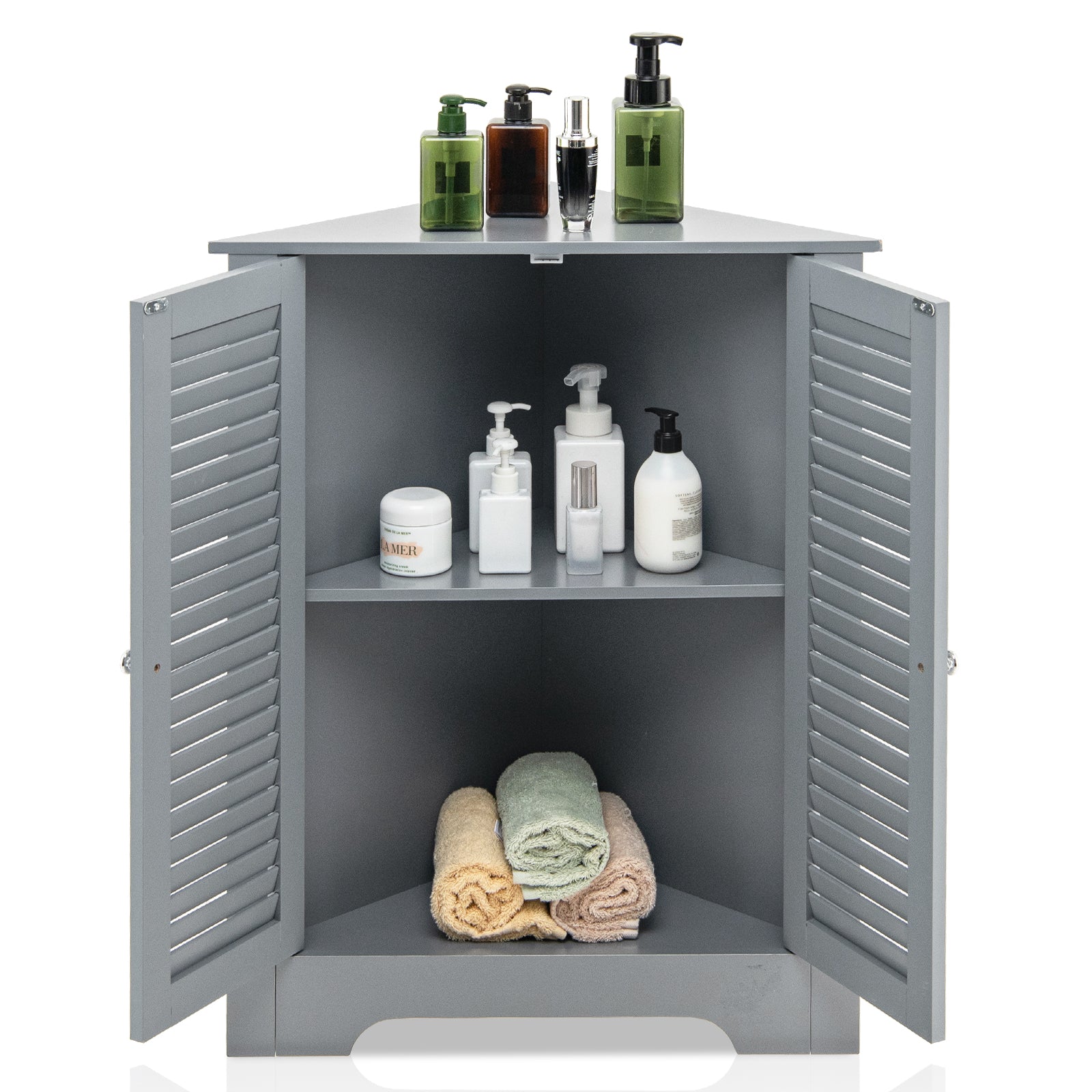 Corner Storage Cabinet Display Unit-Grey