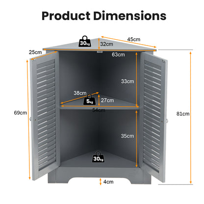 Corner Storage Cabinet Display Unit-Grey