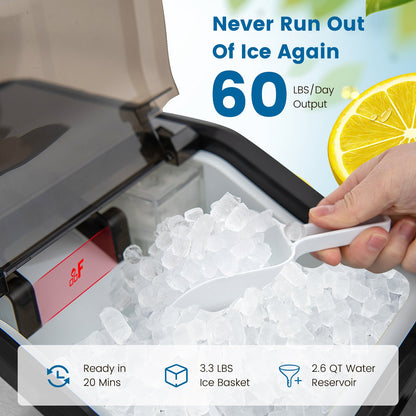 Countertop Nugget Ice Maker with 2 Ways Water Refill-Silver