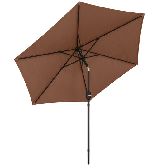 Outsunny 2.6 m Garden Parasol Umbrella with Aluminium Pole in Coffee