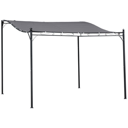 Outsunny Garden Gazebo Awning 3x3m Freestanding Metal Wall Awning Canopy Grey