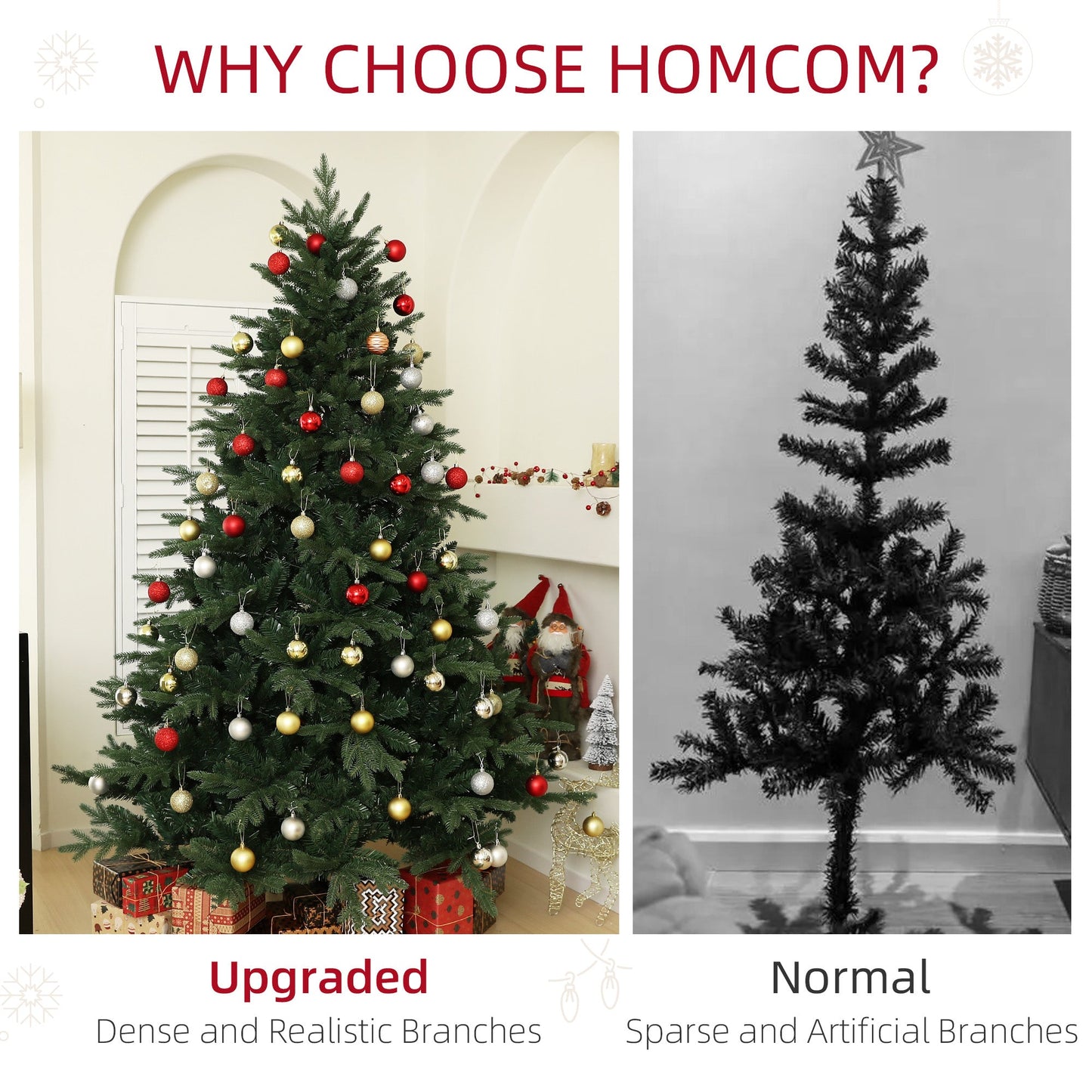 HOMCOM 7ft Artificial Spurce Christmas Tree with 3116 Branch Tips and Foldable Steel Base, Realistic Hinged Xmas Tree, Holiday DŽcor for Home Office, Green