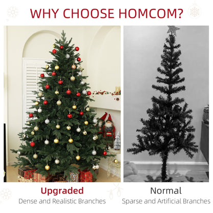 HOMCOM 7ft Artificial Spurce Christmas Tree with 3116 Branch Tips and Foldable Steel Base, Realistic Hinged Xmas Tree, Holiday DŽcor for Home Office, Green
