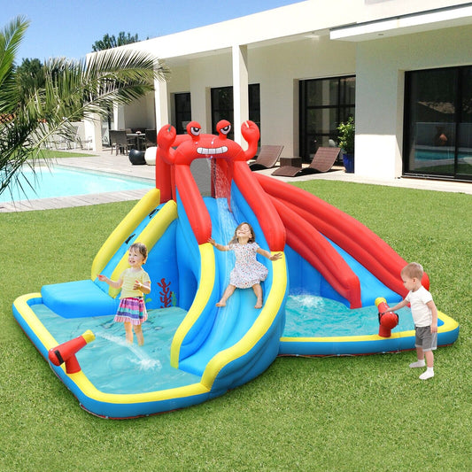 Crab Themed Water Slide Bounce House with Climbing Wall without Blower