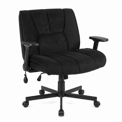 Criss Cross Home Office Chair with Airbag Lumbar Support and Wide Seat Adjustable Height-Black