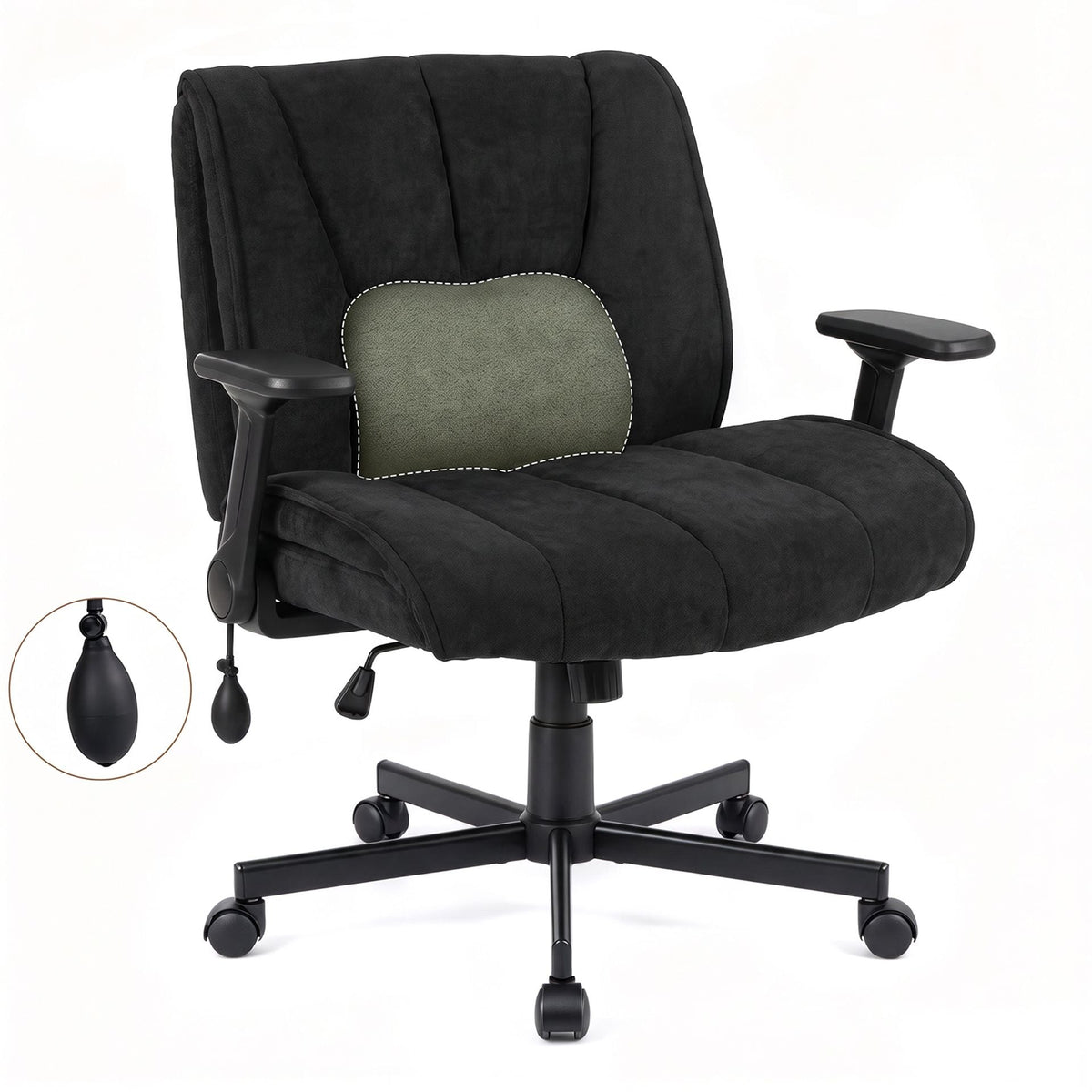Criss Cross Home Office Chair with Airbag Lumbar Support and Wide Seat Adjustable Height-Black