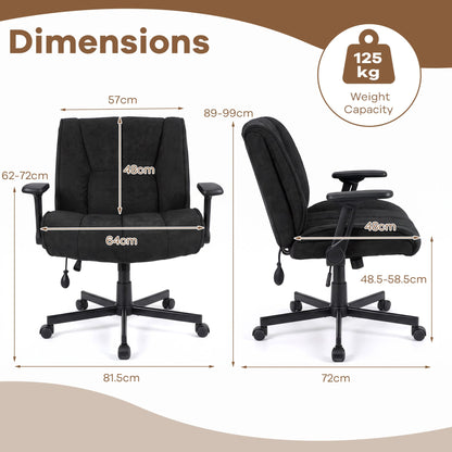 Criss Cross Home Office Chair with Airbag Lumbar Support and Wide Seat Adjustable Height-Black