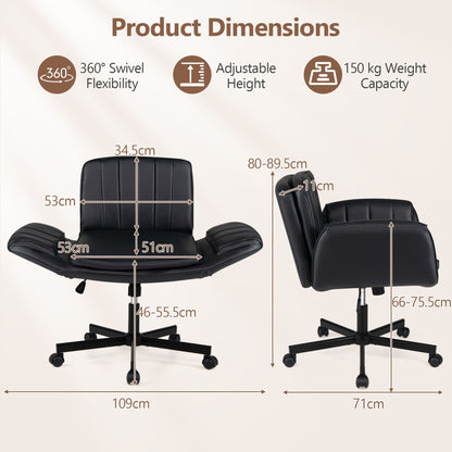 Criss Cross Office Chair with 6-Level Adjustable Arms and Wheels for Home Office-Black