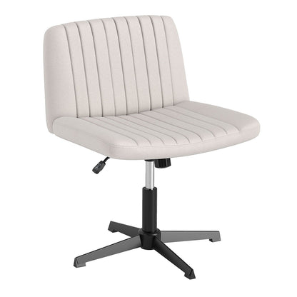 Criss Cross Chair No Wheels with Soft-Padded Wide Seat and Adjustable Height-Beige
