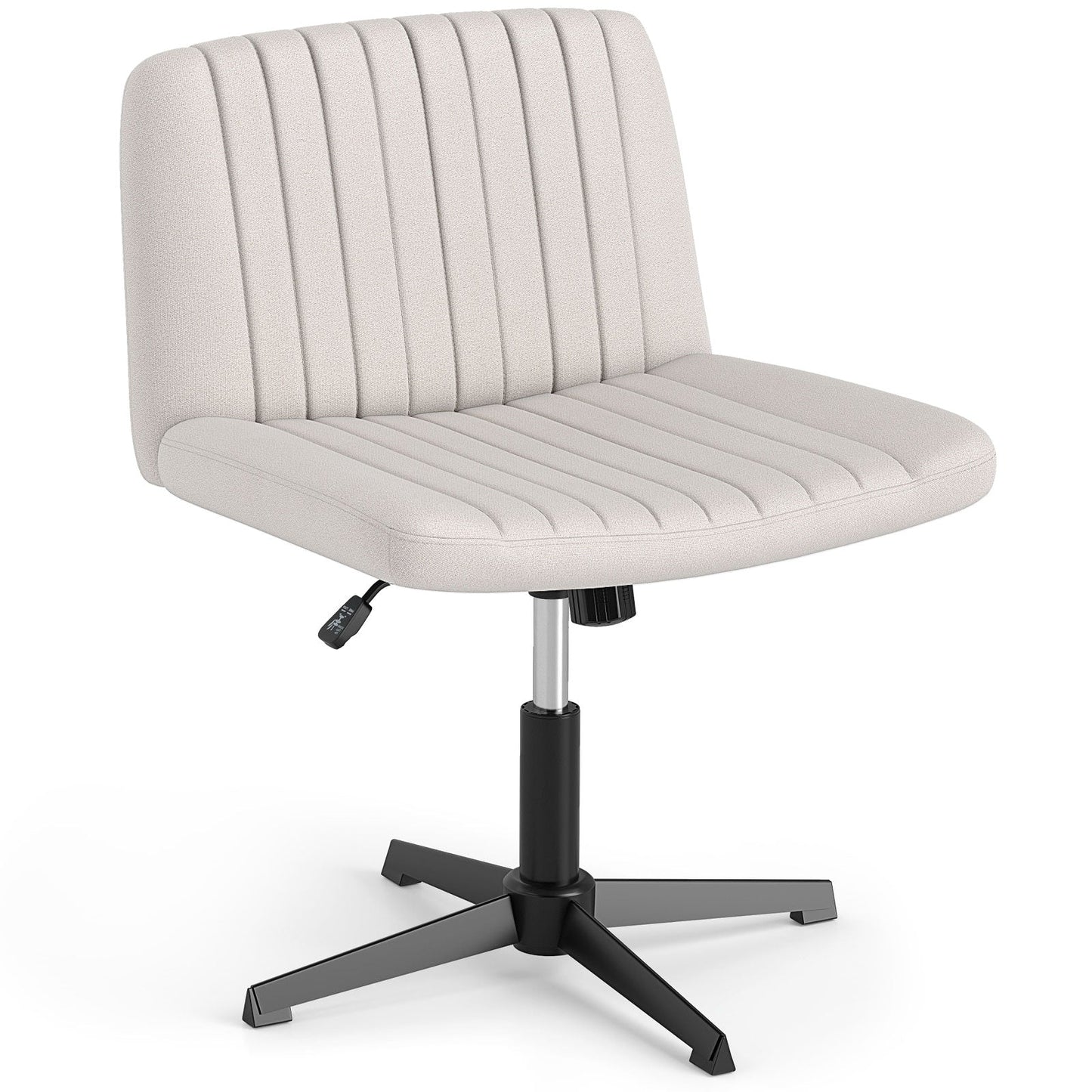 Criss Cross Chair No Wheels with Soft-Padded Wide Seat and Adjustable Height-Beige