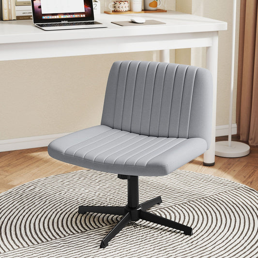 Criss Cross Chair No Wheels with Soft-Padded Wide Seat and Adjustable Height-Grey