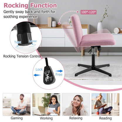 Criss Cross Legged Chair No Wheels 120° Rocking Adjustable Height-Pink