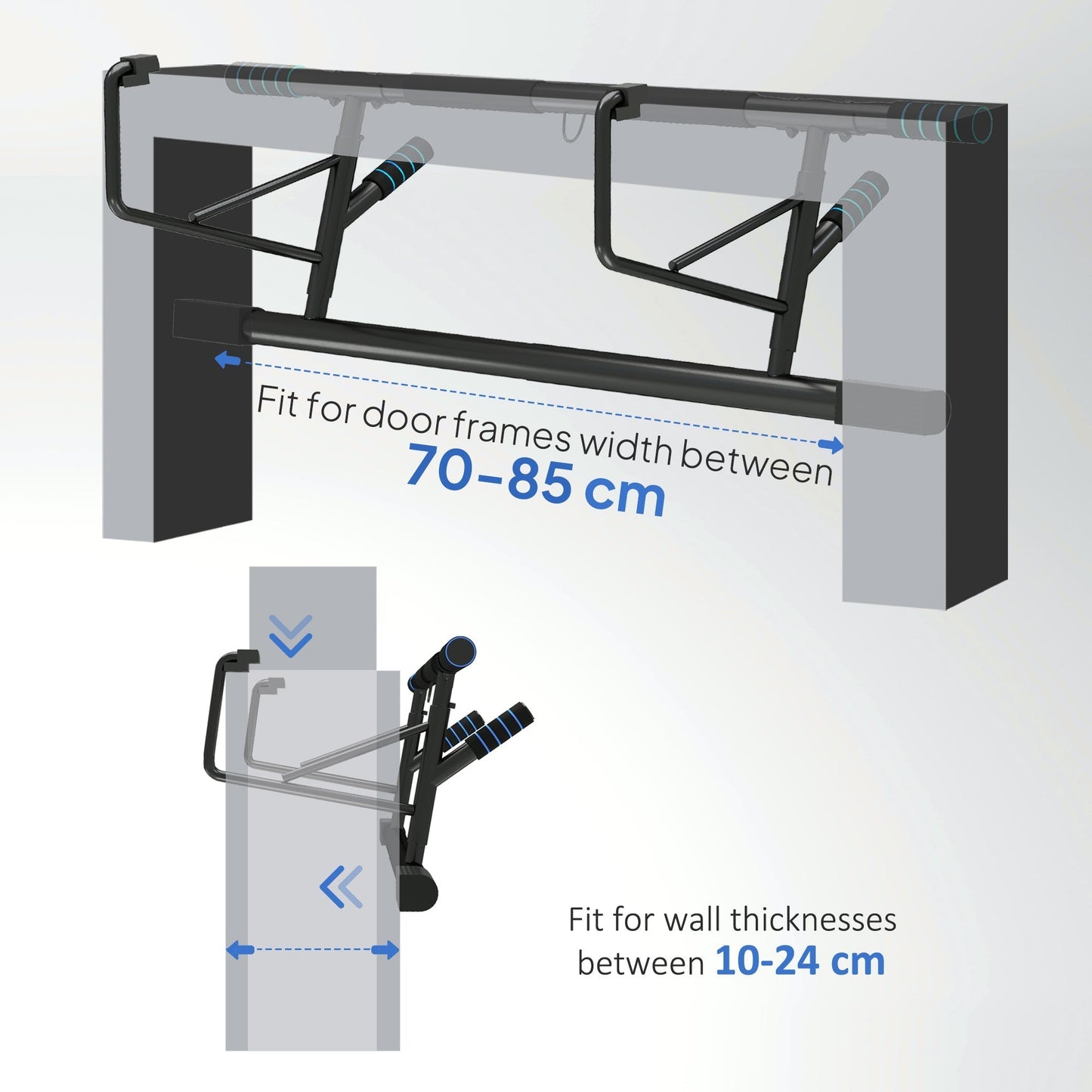 SPORTNOW Pull-Up Bar, No-Drilling Chin-Up Bar, Push-Up Stand with Resistance Bands, Padded Handles for Home Gym Exercise, Blue