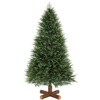 HOMCOM 6ft Artificial Christmas Tree, Hinged Xmas Tree with Realistic 751 PE & PVC Branch Tips, Fir Wood Base, Green