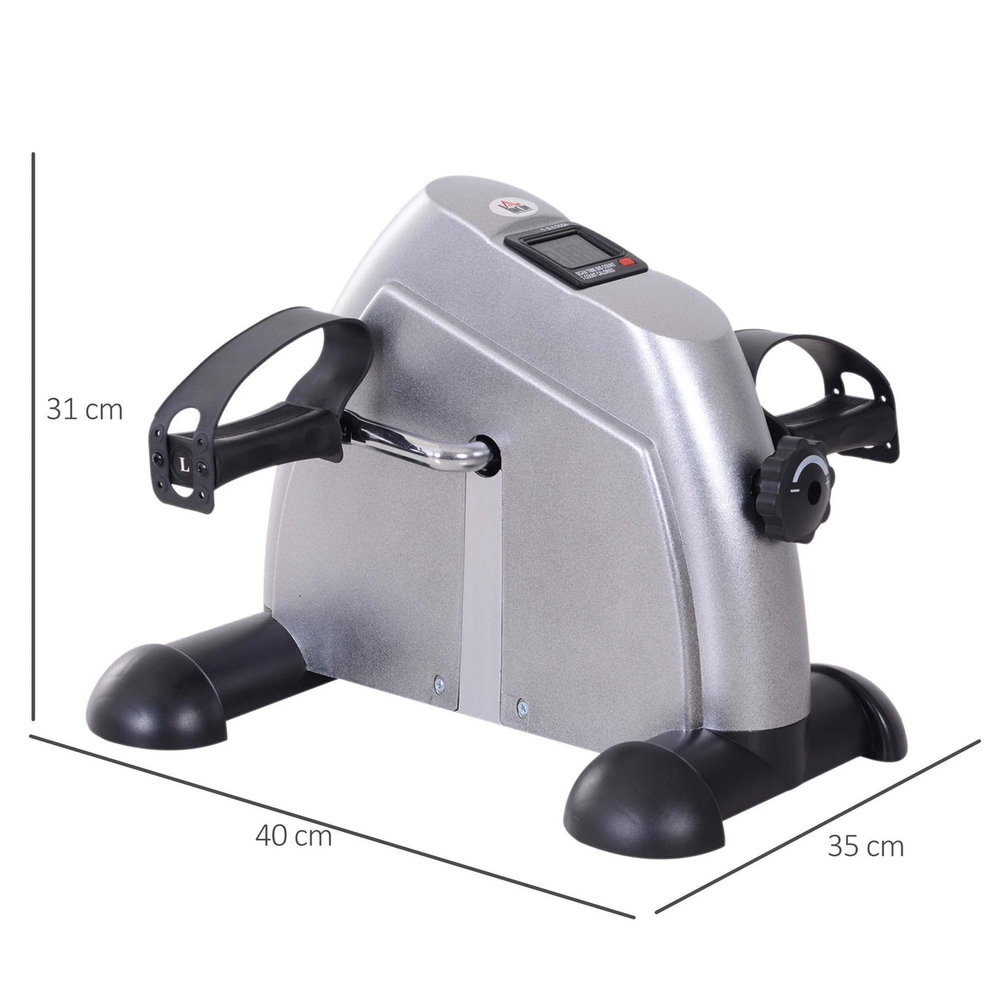 HOMCOM Mini Exercise Bike Portable Pedal Exerciser Arm Leg Cycle Gym Fitness LCD Display Adjustable Resistance Silver