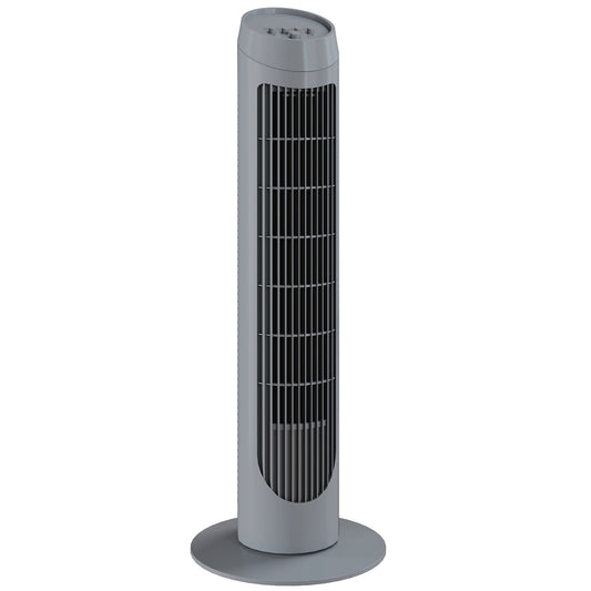 HOMCOM Tower Fan for Bedroom Cooling, 75cm Electric 70Â° Oscillating with 3 Speed Settings, Standing Floor Fan, Grey