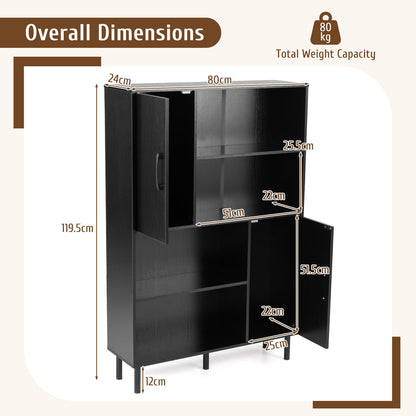 Cube Storage Cabinet with Metal Legs and Anti-topping Kits-Black