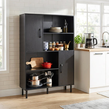 Cube Storage Cabinet with Metal Legs and Anti-topping Kits-Black