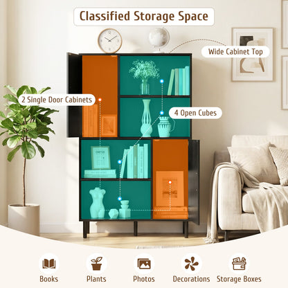 Cube Storage Cabinet with Metal Legs and Anti-topping Kits-Black
