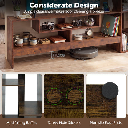 Cube TV Stand for 55 Inch TV with Power Outlets & Open Shelves for Living Room Bedroom-Rustic Brown