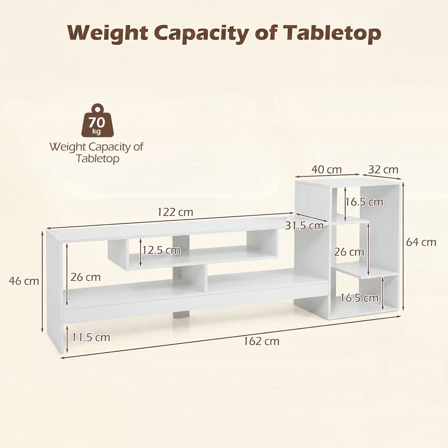 Cube TV Stand for 55 Inch TV with Power Outlets & Open Shelves for Living Room Bedroom-White