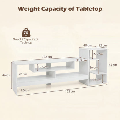 Cube TV Stand for 55 Inch TV with Power Outlets & Open Shelves for Living Room Bedroom-White