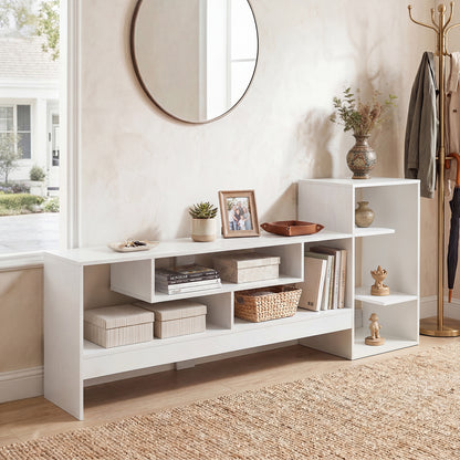 Cube TV Stand for 55 Inch TV with Power Outlets & Open Shelves for Living Room Bedroom-White