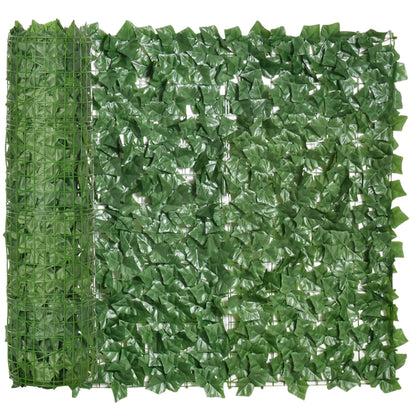 Outsunny Artificial Leaf Hedge Screen for Garden Outdoor Indoor Decor, 3M x 1M Dark Green