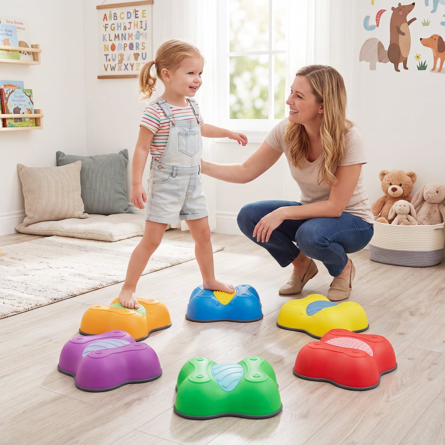 Cute Butterfly Theme 6 Pieces Stepping Stones Non-Slip Design for Ages 3+ Kids