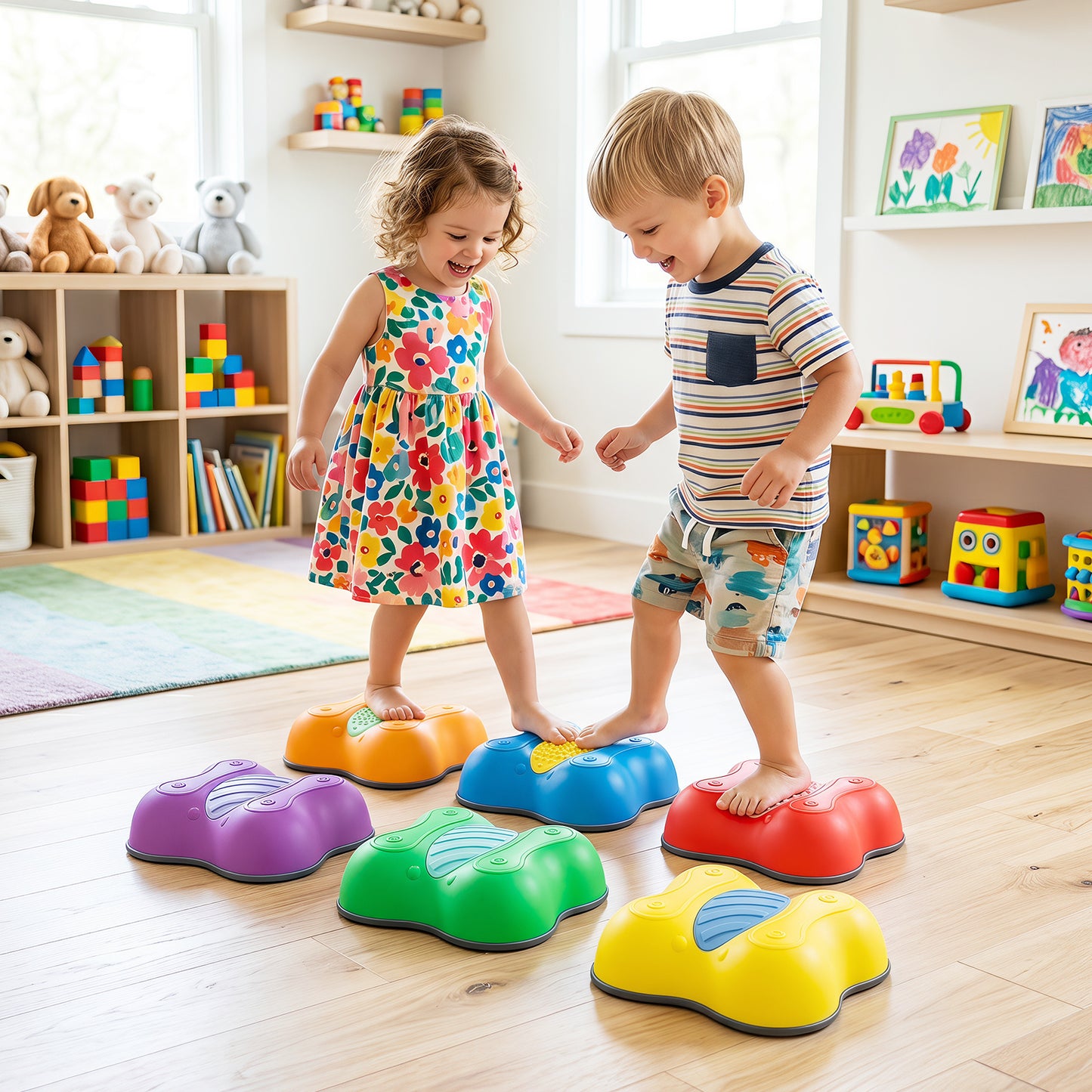 Cute Butterfly Theme 6 Pieces Stepping Stones Non-Slip Design for Ages 3+ Kids