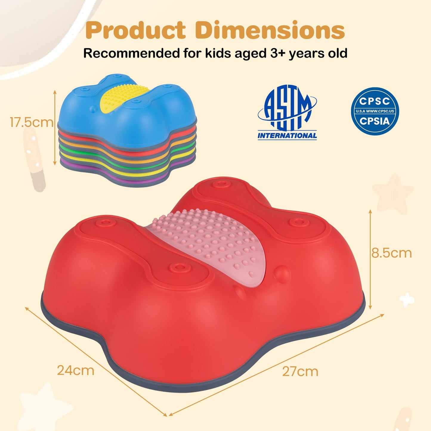 Cute Butterfly Theme 6 Pieces Stepping Stones Non-Slip Design for Ages 3+ Kids