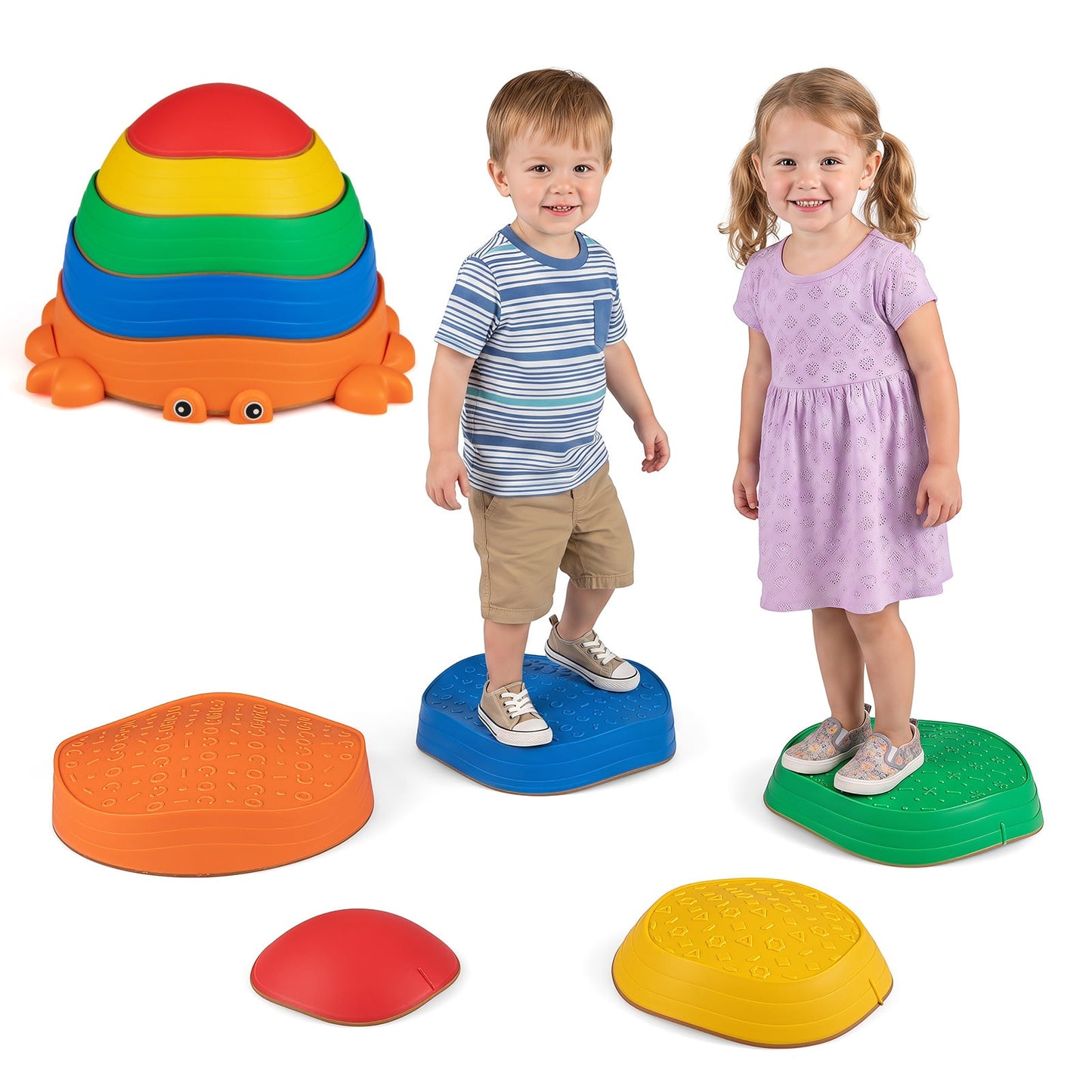 Cute Crab Theme 5 Pieces Stepping Stones Non-Slip Design for Ages 3+ Kids
