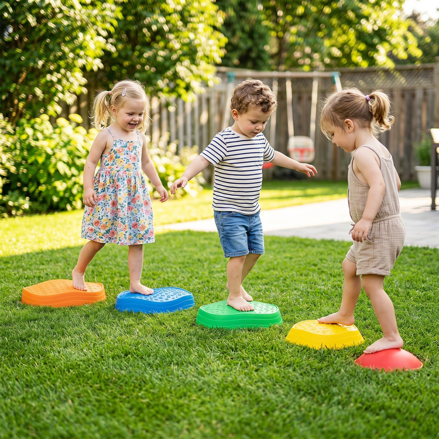Cute Crab Theme 5 Pieces Stepping Stones Non-Slip Design for Ages 3+ Kids