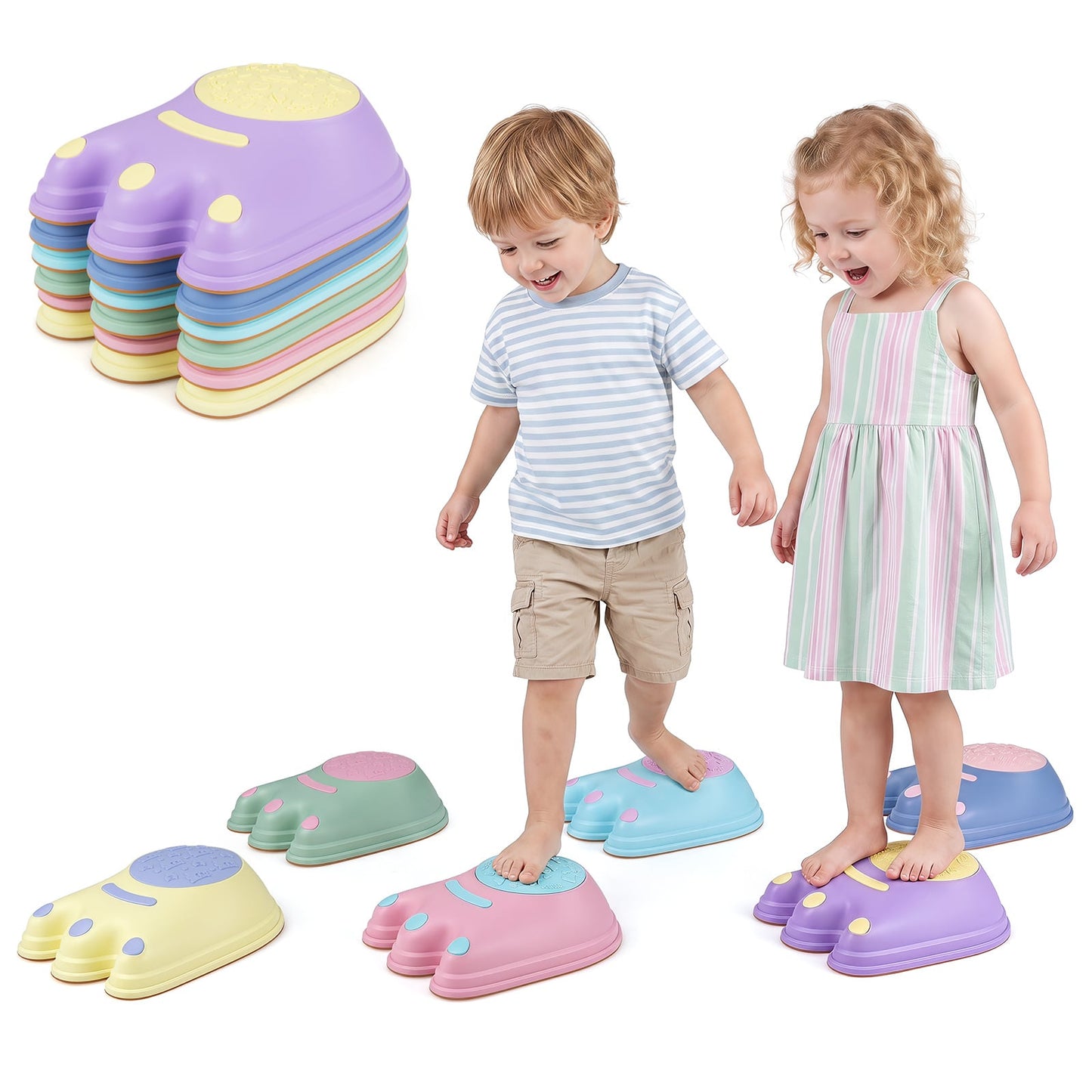 Cute Monster Theme 6 Pieces Non-Slip Design for Ages 3+ Kids
